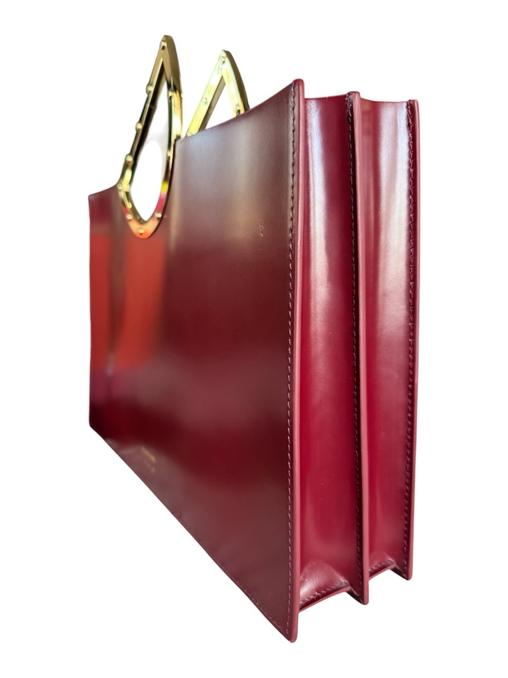 KITAYAMA x H.A.N Triton Burgundy Architectural Leather Tote Bag - Picture 10 of 16
